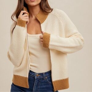 NWT Hem & Thread Boutique Knit Zip Jacket Large